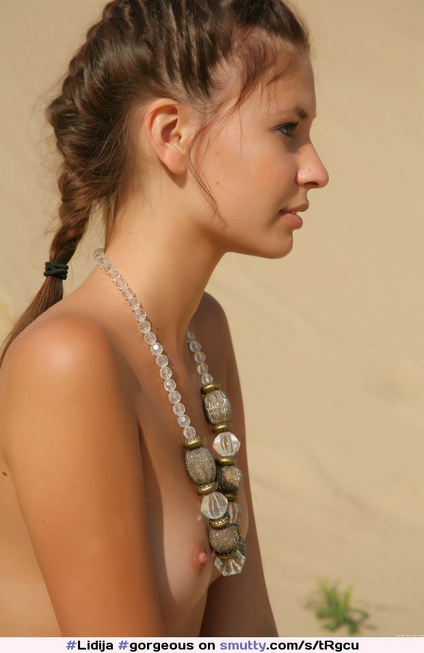 #gorgeous #brunette #smalltits #erectnipples #necklace #plaits #lookingaway #young #beauty