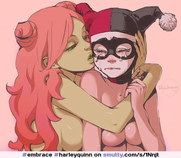 #HarleyQuinn #PoisonIvy #comic #comicbook #nerd #geek #lesbian #cartoon #tender #protect #cry #sweet #hug #embrace