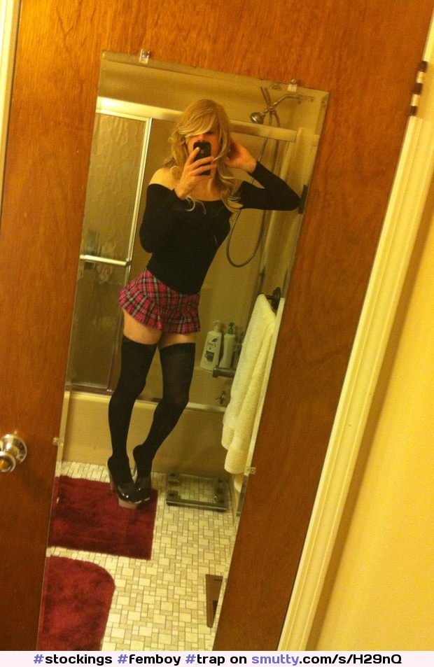 #femboy #trap #blonde #amateur #selfshot #nonnude #miniskirt #stockings
