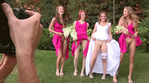 #JessiAndrews #AurileeSummers #BreeDaniels #MalenaMorgan for #WeLiveTogether #GIF #Stereoscopic #Bride #Bridesmaids #Flashing #WeddingDress