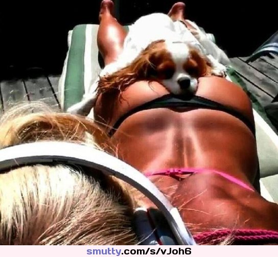 #sunbathing #teen #suntanned #headphones #woof #outdoors #pet #blonde #ass