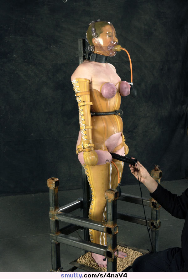 An image by: ludvig - #latex #bondage #breastbondage #mask #stockings #pain #gag #transparent #transparentlatex