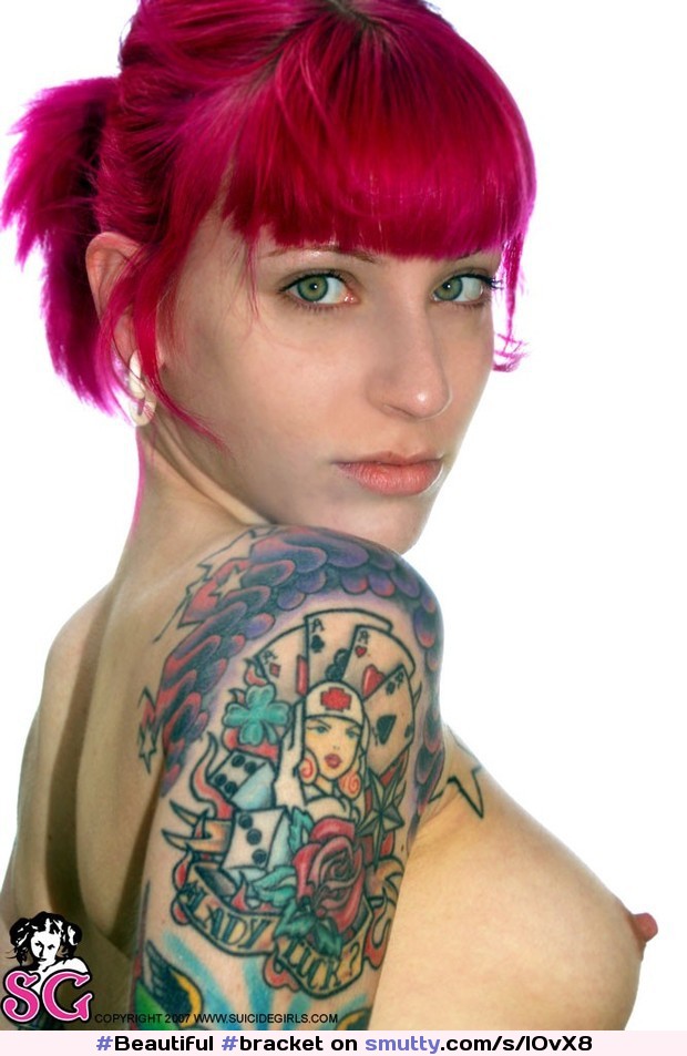 #Bracket from #SuicideGirls #pinkhair #eyes #face #tattoo #sideboob #Beautiful