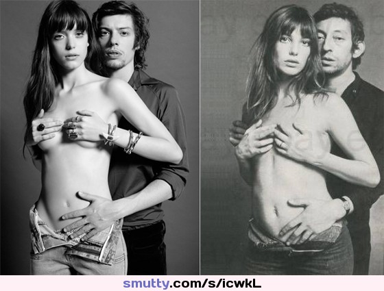 #gorgeous on the left its #stacymartin and a actor taken in 2012, on the right #Janebirkin and #SergeGainsbourg around 1969 or 70