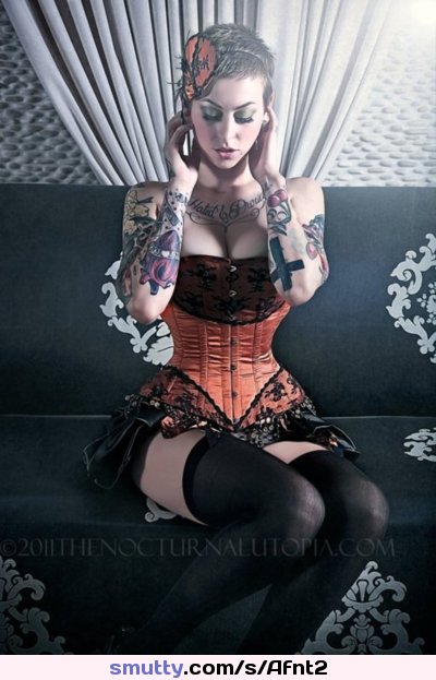 #lovely ...........................#corset #lace #stockings #tattoos #orange  #lingerie ...........#tele