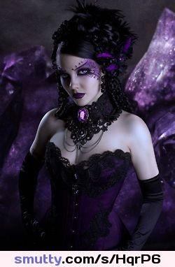 I lust for purple things........#corset #purple #gloves #choker ...great #hair..#Sexxxy....#tele