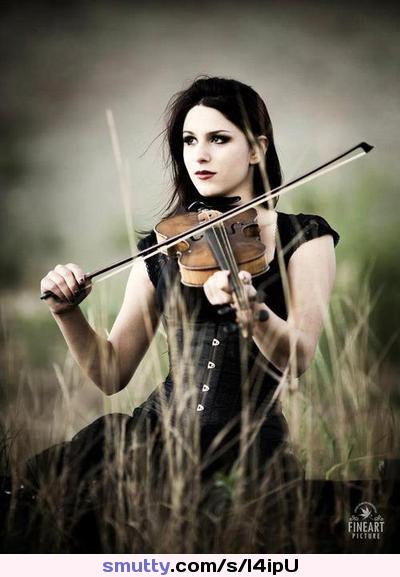 The Melody of her Soul ....#beauty #goth #brunette #violin #black #corset #pale #lovely #eyes #sexy #beautiful #gorgeous  ......#tele