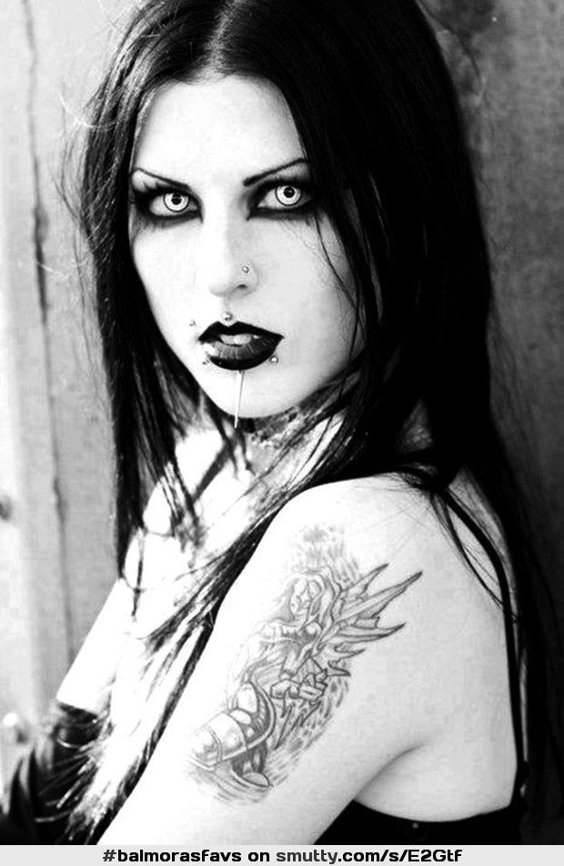 Her eyes say she is #dangerouslysexy .....#tattoo #pale #sexy #eyes #brunette #goth #beautiful #gorgeous #pierced  #mascara ....#tele