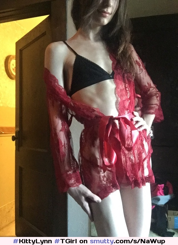 #KittyLynn #TGirl #ChicksWithDicks #transgender #transsexual #skinny #robe #lingerie #PantyBulge #CockInPanties