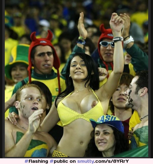 #flashing #public #brazil #brasil #brazilian #football #soccer #distraction #titsout #nipslip #nipple #hugetits #brunette #eyecontact