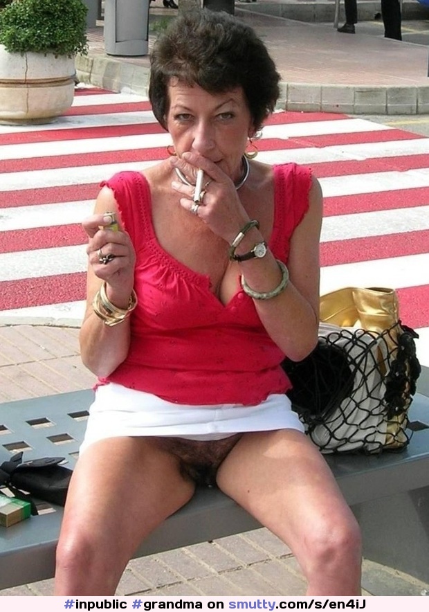 #grandma #smoking #upskirtnopanties #hairypussy #inpublic