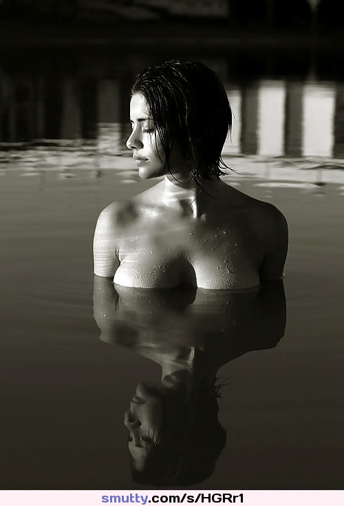 #FLOATING #girl #brunette #halfsubmerged #pool #lookingaway #naked #CLRBF #CLRBBlackAndWhite