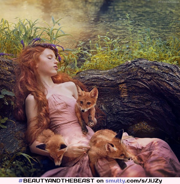 #BEAUTYANDTHEBEAST #redhaired #halfasleep #intheforest #leaningontreetrunk #foxcubs #CLRBF #CLRBColour