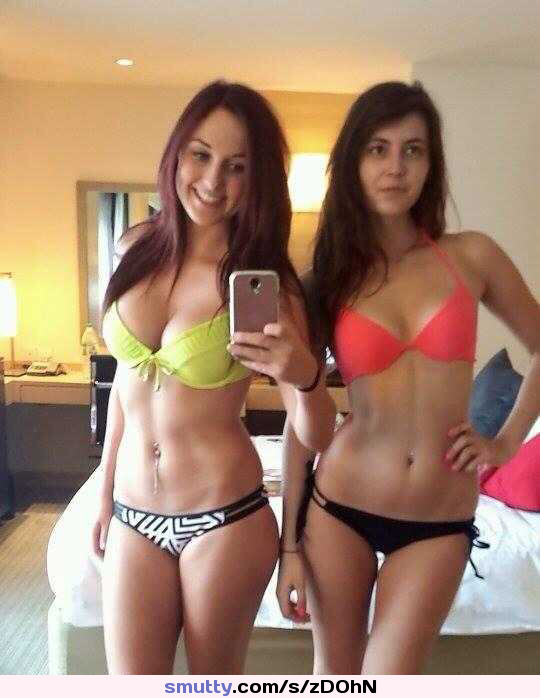 #brunette #smiling #bikini #selfie #nonnude #twogirls #motherdaughter #milf #piercednavel