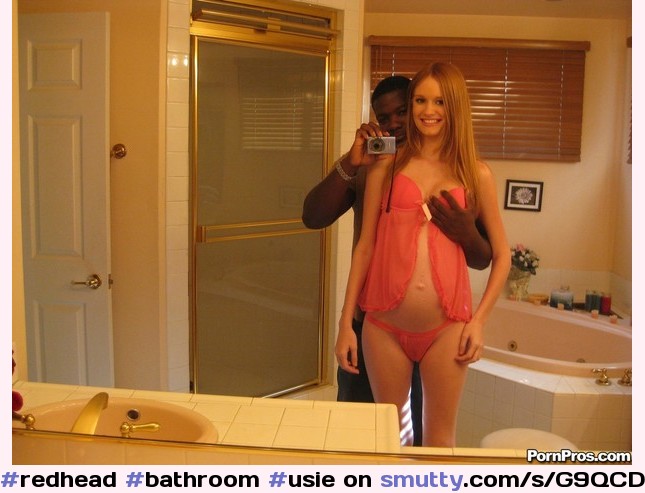 #redhead #bathroom #usie #lingerie #panties #smiling #interracial #Pregnant #bred #groped