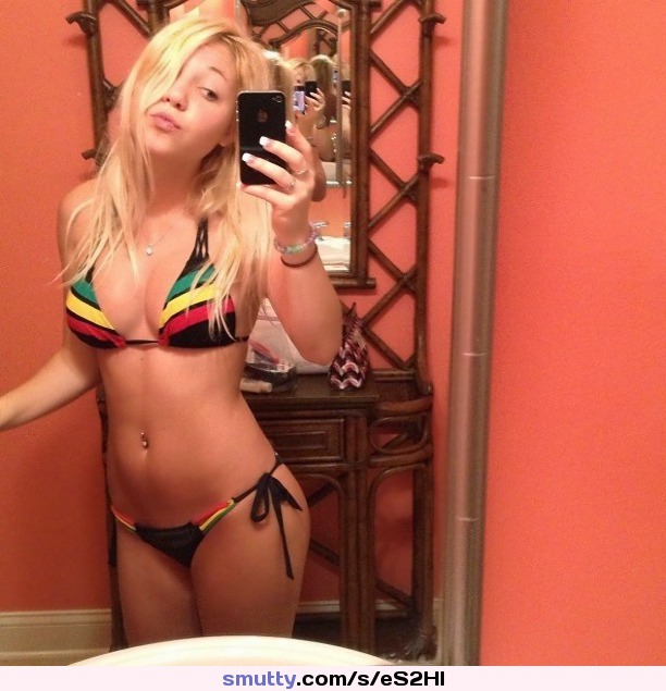#bikini #blonde #boobs #tummy #teen #mirrorshot