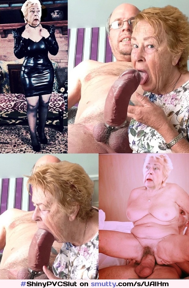 #ShinyPVCSlut     Cathy Shiny Short Skirt Slut Blowjob Granny Loves Sucking off Cocks