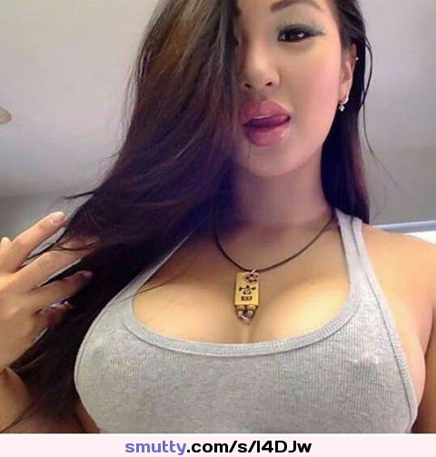 #busty#asian#selfshot#selfie#nobra#pokies#tanktop#tongueout#Japanese