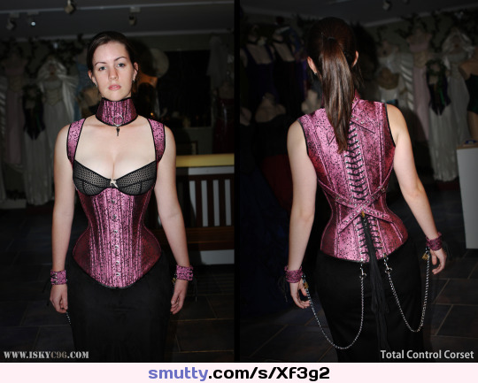 #iskyc96 #collar #corset #cuffs #locked #nicetits #restraints  Love that the key is just out of reach on her neck! :D