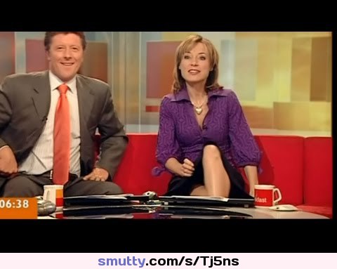 Always Sexy & Frisky UK Morning Presenter Sian Williams BIG Upskirt Leg Cross In Black Dress. 2008