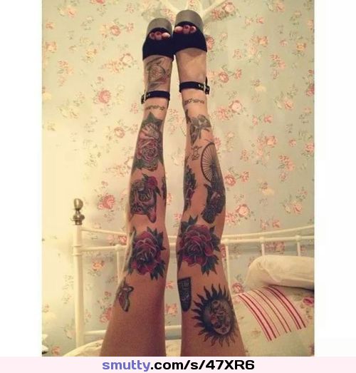 #Beautiful #beautifullegs #tattoo #tattooedlegs #nonnude #bed #shoes #legsup