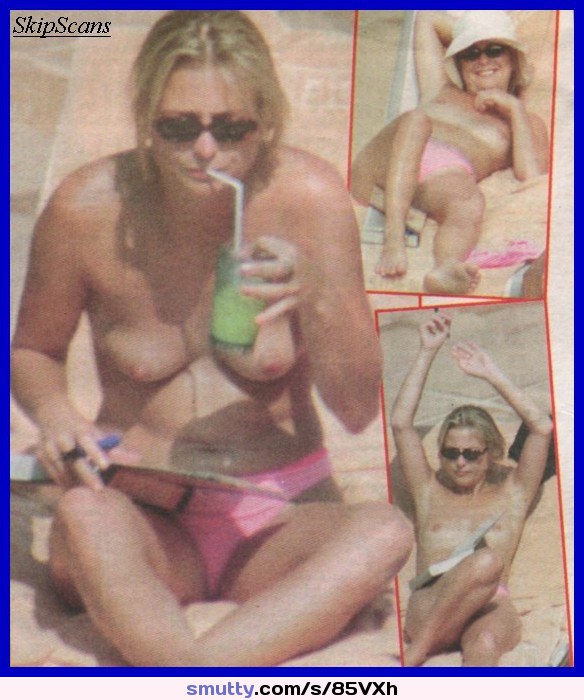 Philippa Forrester Topless On A Beach Paparazzi Photo Celebrity Babe Blonde Topless