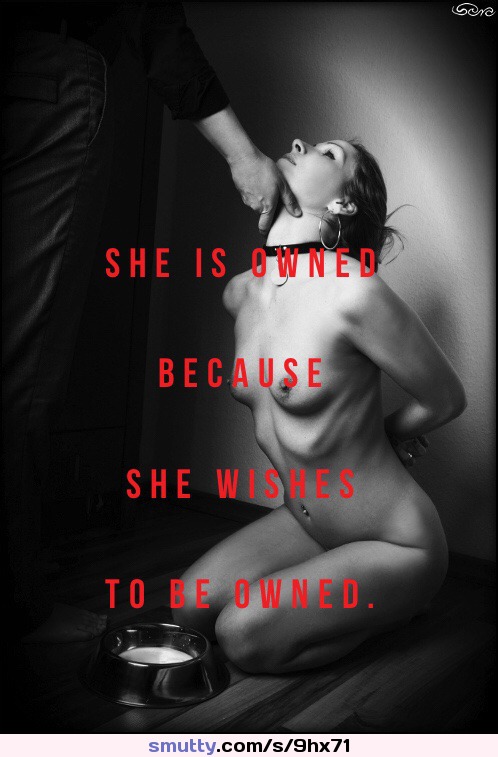 #collar #collared #submissive #subby #subbie #SubmissiveGirl #pet #petgirl #owned #goodgirl #bowl #dogbowl #kneeling #naked #nude #caption