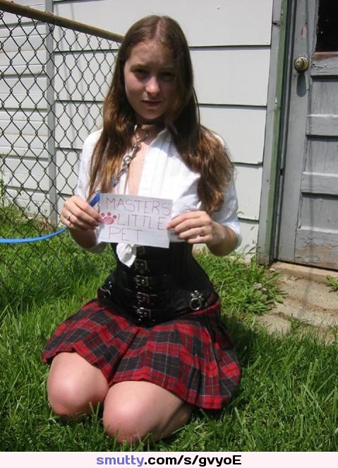 #pet #petgirl #collar #collared #leash #leashed #collarandleash #leashandcollar #corset #kneeling #cute #skirt #tartanskirt #submissive