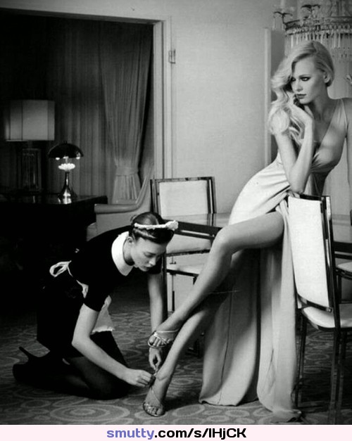 #BlackAndWhite #twogirls #2girls #maid #mistress #submissive #classy #kneeling