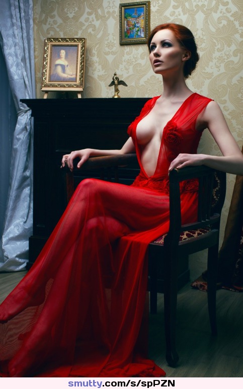 #elegant #classy #redhead #reddress #dress #longneck #neck #seated #sitting #rich #richbitch