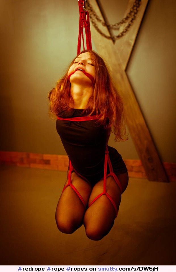 #redrope #rope #ropes #RopeBondage #bondage #bdsm #suspended #suspension #stockings #gag #gagged #redhead #redhair