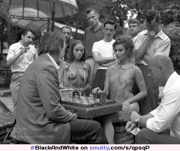 #BlackAndWhite #seethru #seethrough #seethroughtop #titsout #chess #artistic #artisticnude