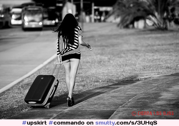 #upskirt #commando #nopanties #PublicNudity #street #miniskirt #legs #heels #luggage