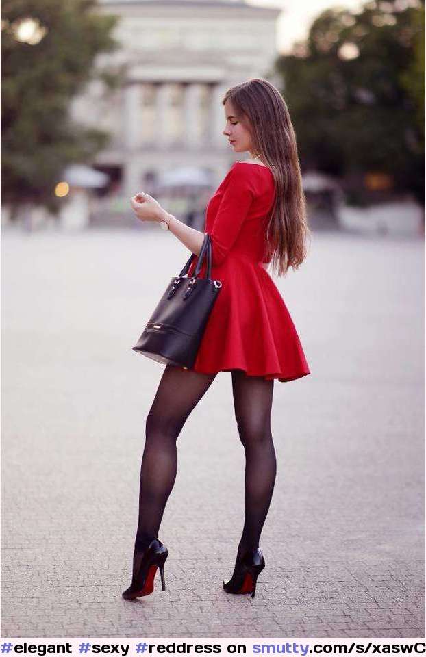 #elegant#sexy#reddress#minidress#nonnude#hot#brunette#legs#heels#street#AriadnaMajewska