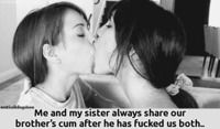#sisters #BrotherSister #caption #gif #AnimatedGif #shared #cuminmouth #kissing #teens #young #girls #hot  #DrippingCum #sperm