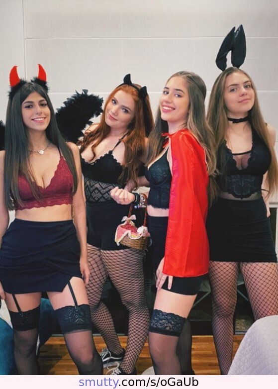 #bunnyears #devil #halloween #teen #stockingsandsuspenders