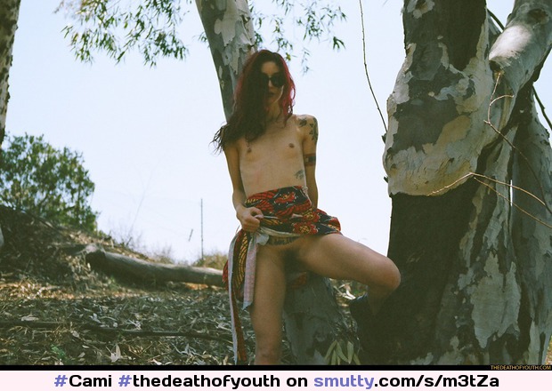 #Cami for #thedeathofyouth #upskirtnopanties #forest #nature #outdoors #public #tits #pussy #redhead #tattooed #sunglasses