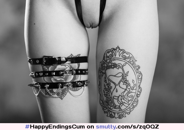 #HappyEndingsCum #BlackAndWhite #tattooed #spiked #spikedbracelet #pussy #opencrotch #crotchgap #crotchless #crotchlesspanties