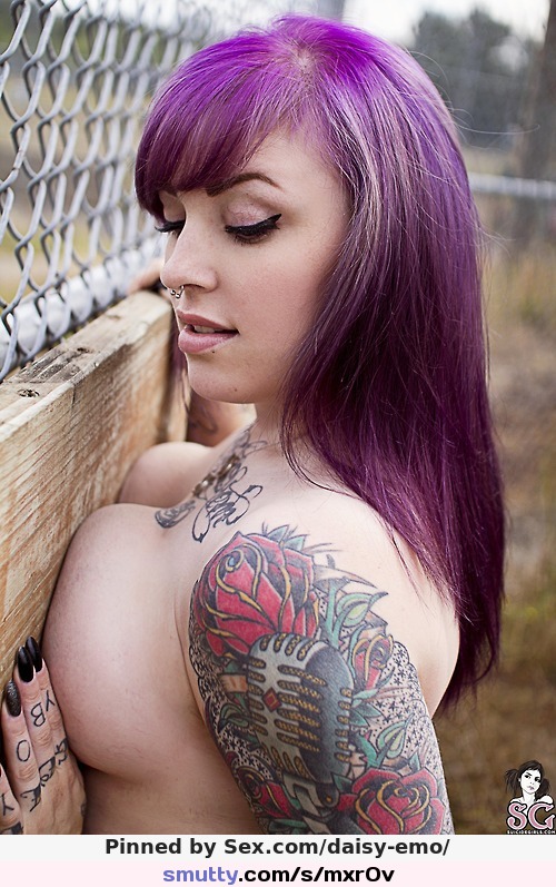#sideboob #covered #purplehair #smooshtits #tattooed