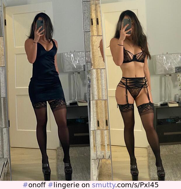 sexy on/off #onoff #lingerie #stockings #highheels #amateur #selfie #brunette