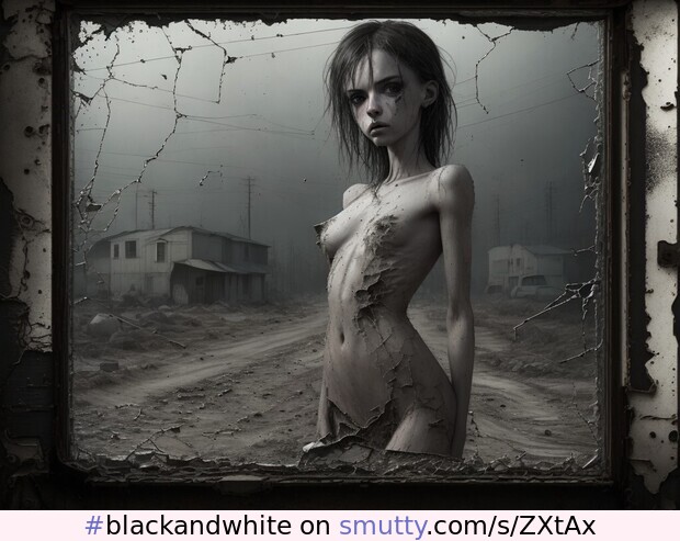#blackandwhite #smalltits #erotic #eroticart #nsfw #bizarre #enigmatic #distress #ai #aiart #generativeart