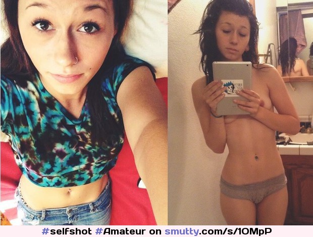 #selfshot #Amateur #Selfpic #selfie #collage #BeforeAfter #beforeandafter #onoff #topless #pierced #piercednavel