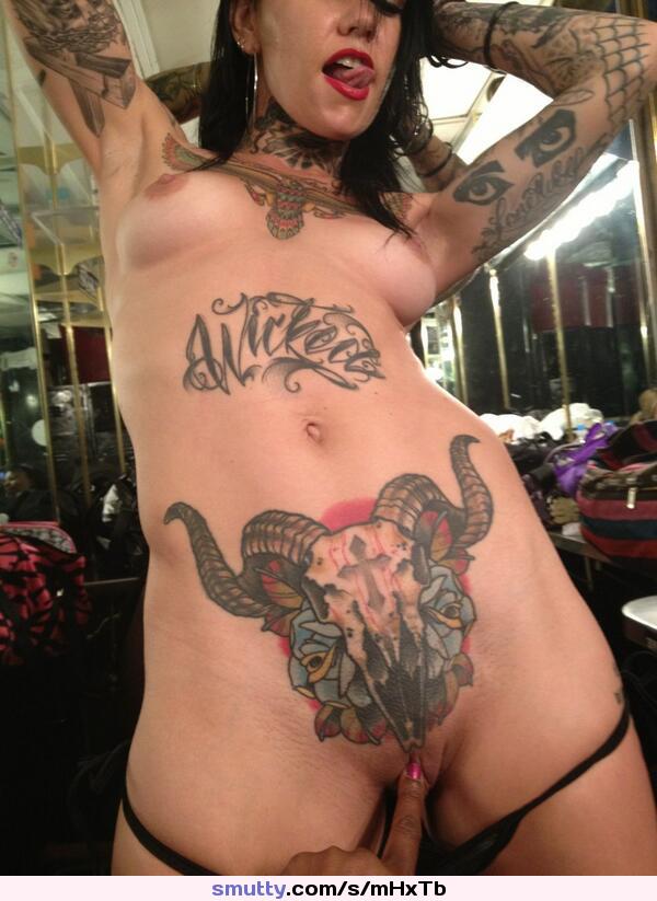 #gothgirl #nude #pantiesdown #pussy #tattooed #tongue.