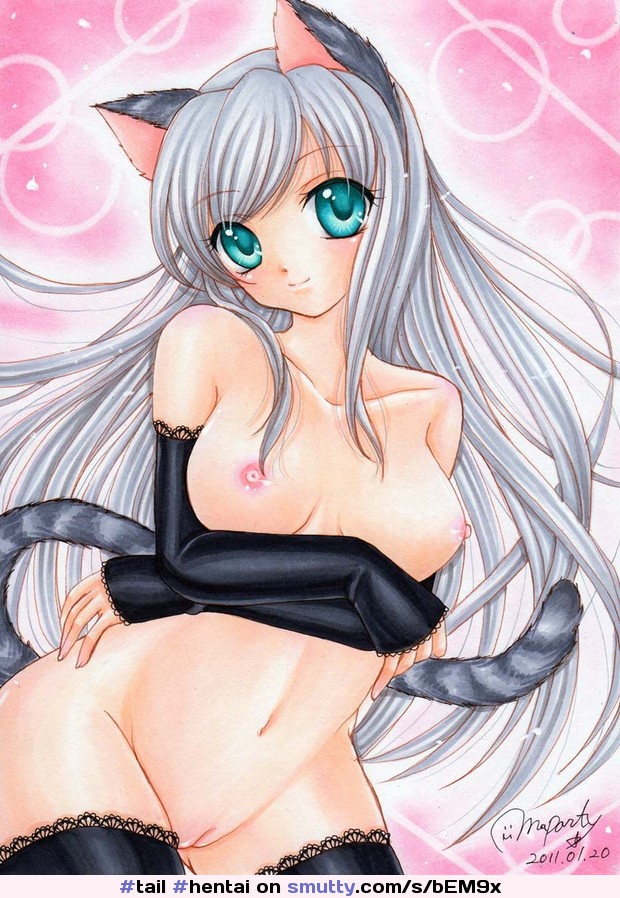 #hentai #animalears #tits #pussy #stockings #blush #blueeyes #tail