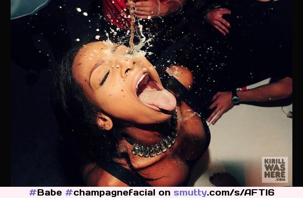 #ChampagneFacial #Champagne #Facial #Tongue #TongueOut #OpenMouth #OpenMouthFacial #Hot #Wet #Clubbing #NightClub #Ebony #Cleavage #Babe