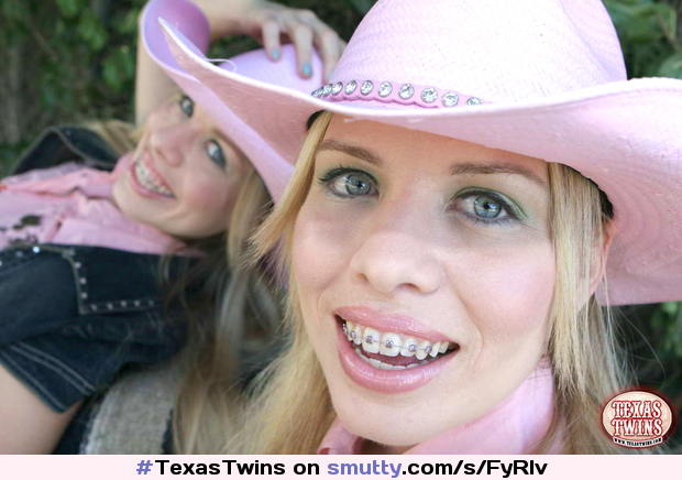 #twinsisters#twins#sisters#blonde#blondes#hat#blueeyes#braces#Texan#american