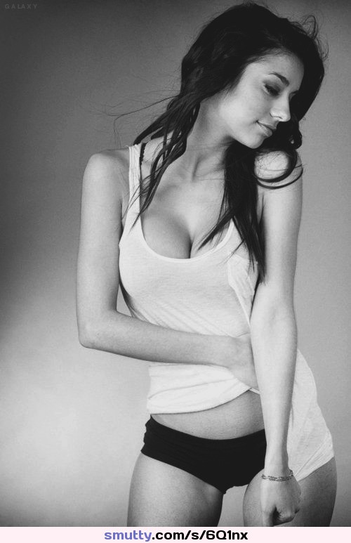 #gorgeous #beautiful #sexy #perfect #boobs #tits #blackandwhite #panties #clothed #gap #slender #brunette #lips 