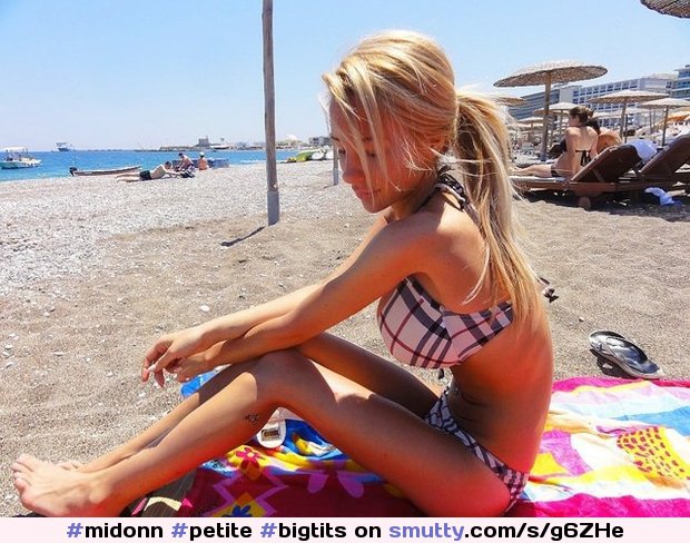 #petite #bigtits #nonnude #blonde #beach #bikini #tits #FlatStomach #cute #young #skinnytail