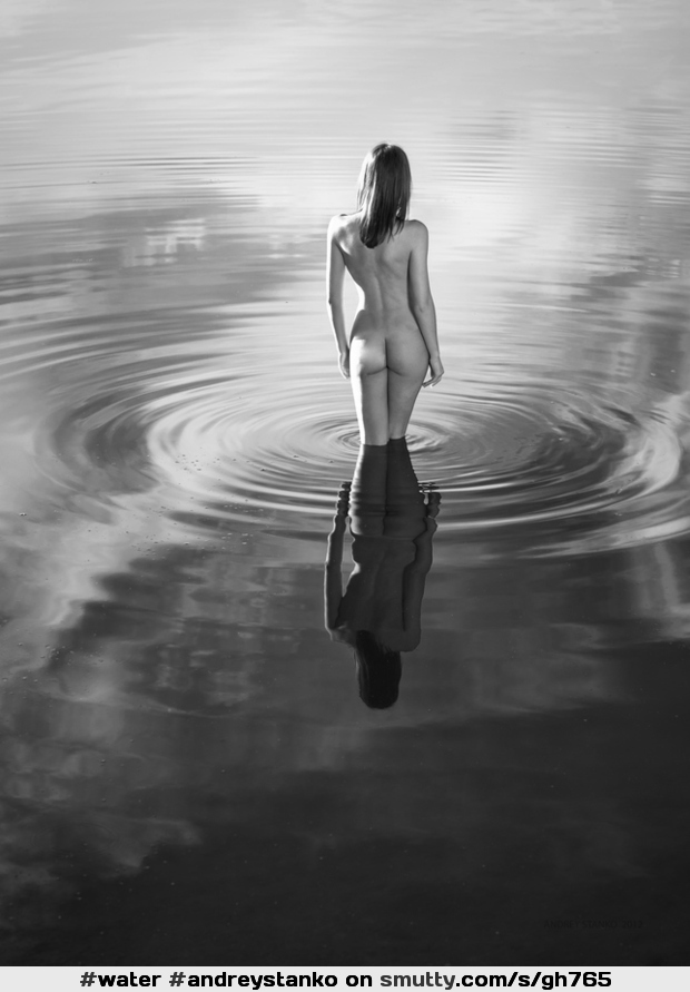 by #AndreyStanko #BlackAndWhite #artnude #ArtisticNude #reflection #rearview #sexyback #beautiful #outdoors #water