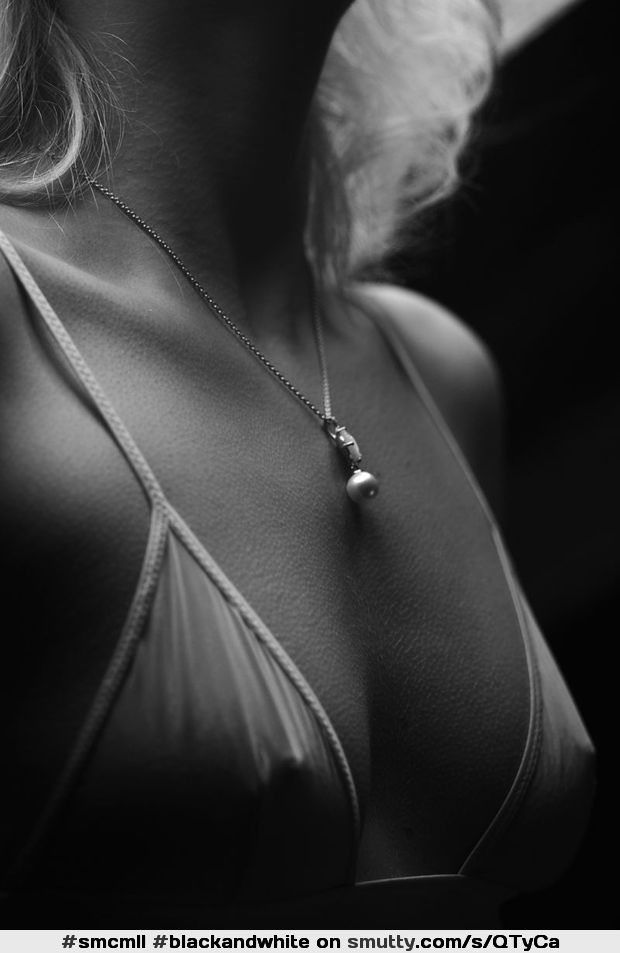 #BlackAndWhite #beautiful #closeup #nipples #necklace #seethru #seethrough #goosebumps #bra 
